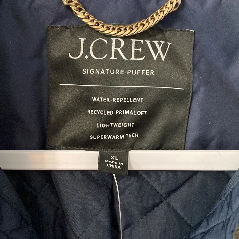 J. Crew Navy Quilted Bomber Jacket with Contrast Collar - Picture 7 of 13